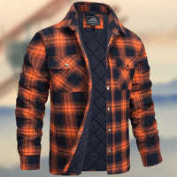 Long Sleeve Lapel Thick Checks Shirt Men's Jacket