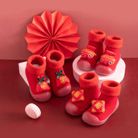 Red Cashmere Room Socks Thickened Warm Non-slip