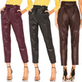 Stylish Faux Leather Pencil Pants Women's High Waist