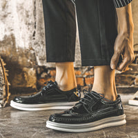 Men's Carved Casual British Leather Shoes