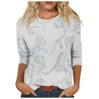 Round Neck Printed Casual Loose Long Sleeve