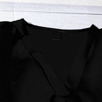 Solid-color V-neck Buttoned Flutter-sleeve Blouse For Women