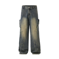 Mens Retro Nostalgic Loose Fit Straight Jeans