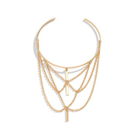 Geometric Cross Tassel Chain Pendant Bracelet Women