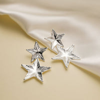 European And American Metal Fashion Brass Artificial Gold Earrings Geometric Five-pointed Star Double Layer