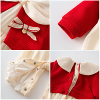 Baby Red Shawl Long-sleeved Romper
