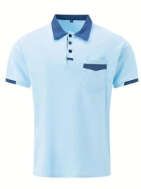 Men's Color Matching Pocket Polo Shirt Sports
