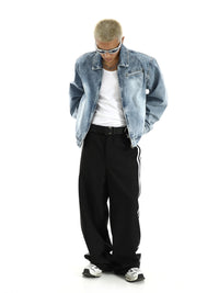 Men's Gradient Washed Zipper American Retro Jacket
