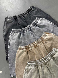 Retro Heavy Batik Stitching Washed And Worn Shorts Frayed Ripped