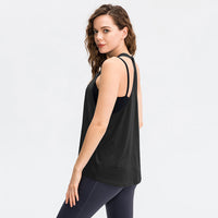 Women's Yoga Workout Blouse Loose Running Top Quick-dry Vest