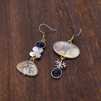 Retro Enamel Asymmetric Earrings Artistic And Literary