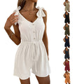 Women's Solid Color Casual Fashion Sleeveless Five Point Jumpsuit