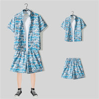 Short Sleeve Printed Shirt Summer Thin Suit