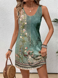 Sleeveless 3D Digital Print French-style Slip Dress
