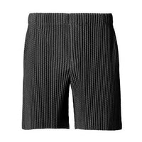 Draping Effect Elastic Waist Tie Hole Mesh Casual Pleated Shorts