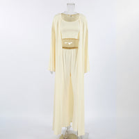 Long-sleeve Undershirt Long Pants And Knit Loungewear Set 3 Pieces