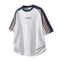 Pure Cotton Crew Neck Retro Raglan Short-sleeve T-shirt