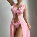 Sexy Slit See-through Suspender Skirt Long Skirt T Back Sexy Nightdress Two-piece Set