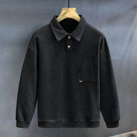 Super Textured Heavy Washed-out Vintage Polo Collar Sweater