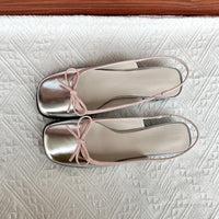 Square Toe Chunky Heel Low-cut Back Empty Closed Toe Sandals