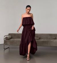 Fashionable Ruffled Strapless Dress