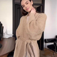 Idle Style Knitted Sweater With Belt