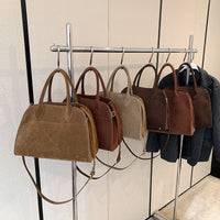 Retro-style High-capacity Suede-look Single-shoulder Tote Bag