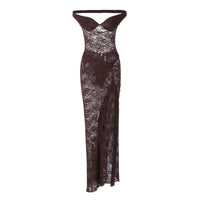 Seamless Ring-shoulder Backless Jumpsuit And Maxi Dress Set For Women