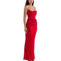 Tube-top Pleated Patchwork Dress For Women