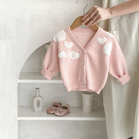Girls' Baby Sweater Baby Coat Love Embroidered Sweater