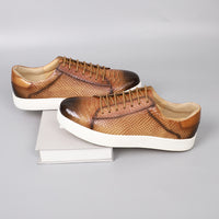Lace-up Embossed Flat Casual Leather Shoes For Men