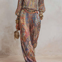 Women's Casual Chic Elegant Deep V-Neck Wide-Leg Pants Set