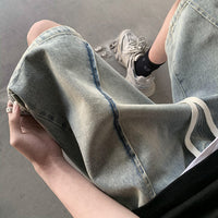 American Retro Trendy Washed Straight Short Pants