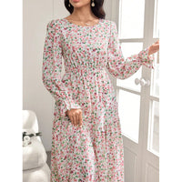 Long-sleeve Springfall Floral Print Dress