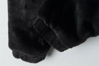 Fleece-lined Thick Color Contrast Patchwork Panda Ears Hooded Sweater