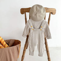 Baby Twist Knitted Overalls Suit Pullover Sweater Jumpsuit