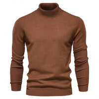 Casual Men's Solid Color Pullover Sweater High Neck