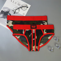 Men's Mesh Camouflage Low Waist Briefs