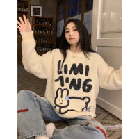 Cartoon Soft Glutinous Mink Fur Cute Rabbit Sweater For Women