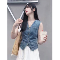 New Washed Denim Mini Vesttrendy And Stylish