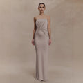 European And American-style Waist-tied Figure-hugging Womens Long Evening Gown