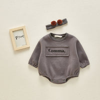 Baby Alphabet Plus Velvet One-piece Romper
