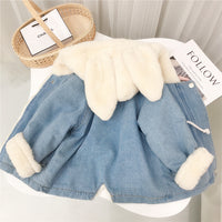 South Korea Rabbit Ears Fleece-lined Thickening Denim Jacket