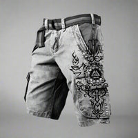 Digital Printing Men's Fashion Casual Zipper Cargo Shorts