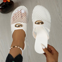 Womens Flat Mesh-toe Slip-on Slippers