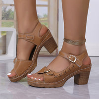 Womens Casual Retro Plus-Size Thick-Soled Sandals