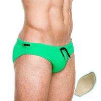 Men's Solid Color Tethered U-Cup Swim Briefs