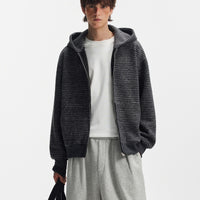 Hooded Heavyweight Lazy Style Striped Cardigan Coat