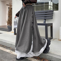 High-end Lace Midi Skirt For Spring And Autumn