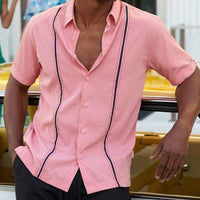 Printing Lapel Cardigan Casual Short Sleeve